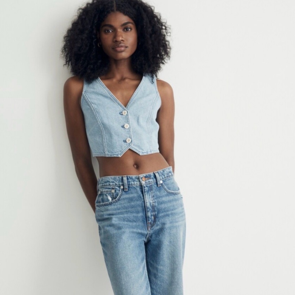 Cotton-Hemp Denim Katrina Crop Vest Top​